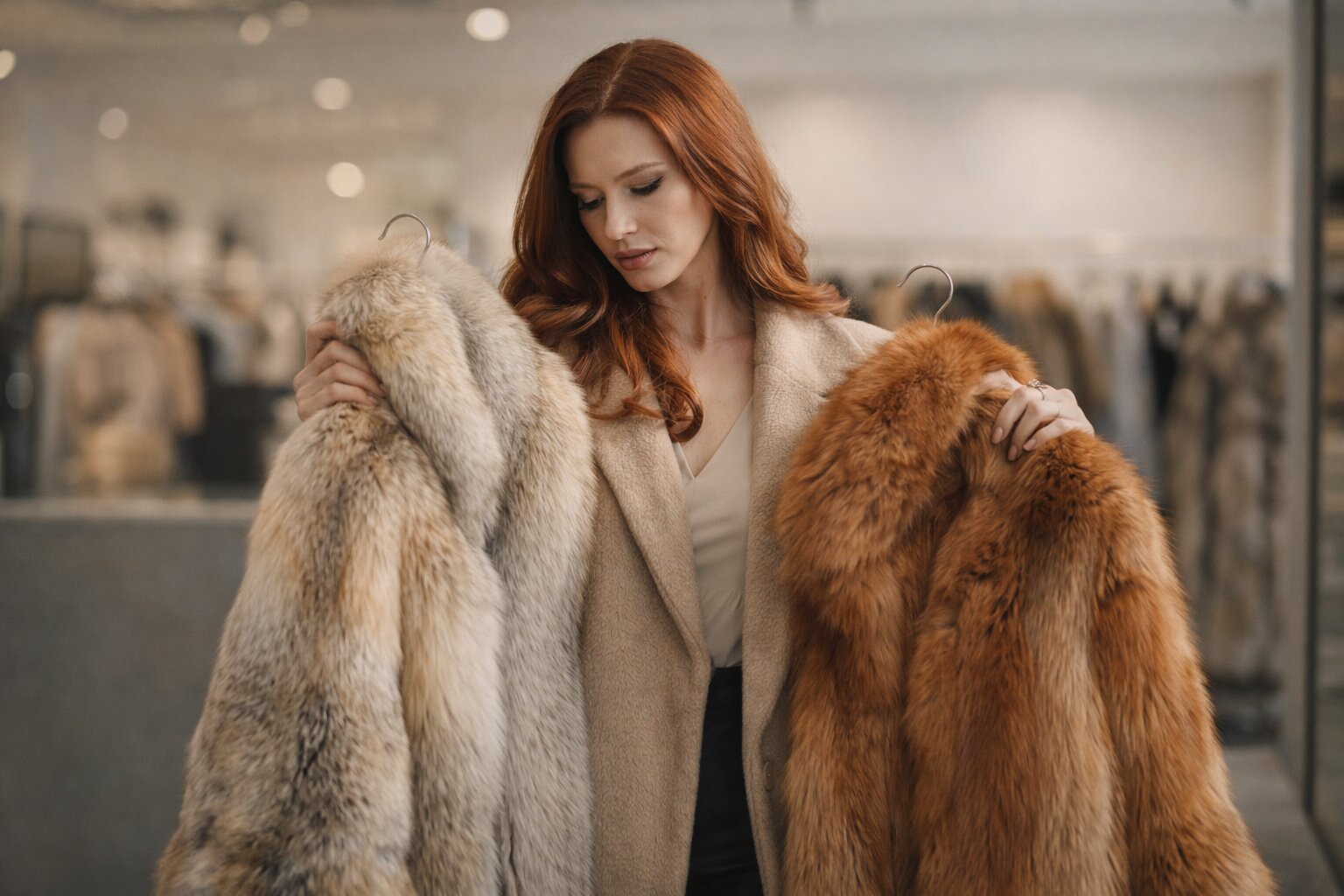 Dacă ai probat deja două croieli și încă eziți, linia umerilor și greutatea reală spun mai mult decât poza la hainele de blană naturală pentru femei